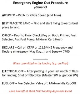 Emergency Engine Out Procedure Steps